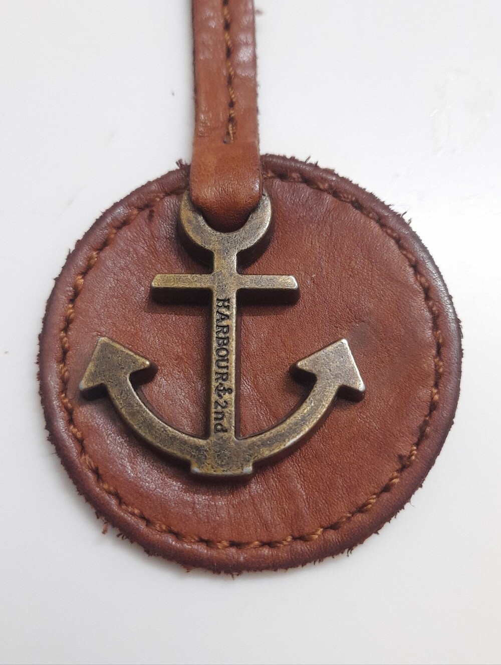 HARBOUR 2nd Brown Leather Strap with Anchor Pendant Bag Charm